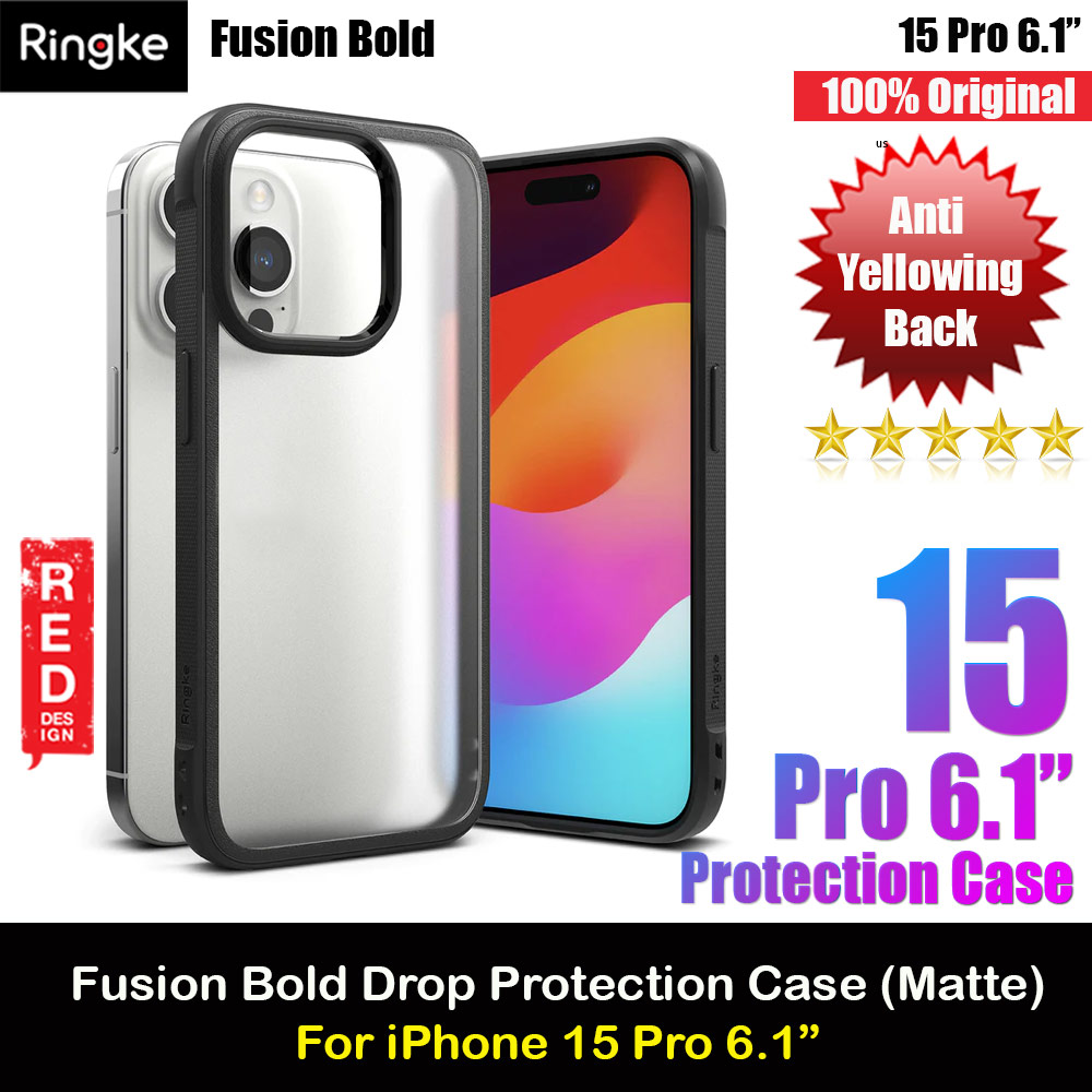 Picture of Ringke Fusion Bold Anti Yellow Back Plate Drop Protection Case for Apple iPhone 15 Pro 6.1 (Matte Black) Apple iPhone 15 Pro 6.1- Apple iPhone 15 Pro 6.1 Cases, Apple iPhone 15 Pro 6.1 Covers, iPad Cases and a wide selection of Apple iPhone 15 Pro 6.1 Accessories in Malaysia, Sabah, Sarawak and Singapore 