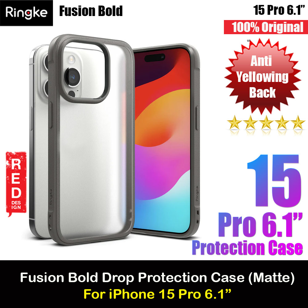 Picture of Ringke Fusion Bold Anti Yellow Back Plate Drop Protection Case for Apple iPhone 15 Pro 6.1 (Matte Gray) Apple iPhone 15 Pro 6.1- Apple iPhone 15 Pro 6.1 Cases, Apple iPhone 15 Pro 6.1 Covers, iPad Cases and a wide selection of Apple iPhone 15 Pro 6.1 Accessories in Malaysia, Sabah, Sarawak and Singapore 