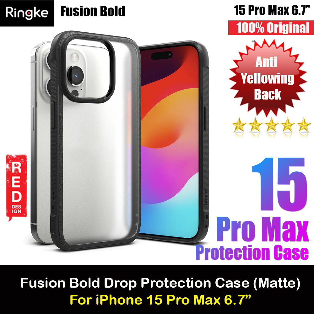 Picture of Ringke Fusion Bold Anti Yellow Back Plate Drop Protection Case for Apple iPhone 15 Pro Max 6.7 (Matte Black) Apple iPhone 15 Pro Max 6.7- Apple iPhone 15 Pro Max 6.7 Cases, Apple iPhone 15 Pro Max 6.7 Covers, iPad Cases and a wide selection of Apple iPhone 15 Pro Max 6.7 Accessories in Malaysia, Sabah, Sarawak and Singapore 