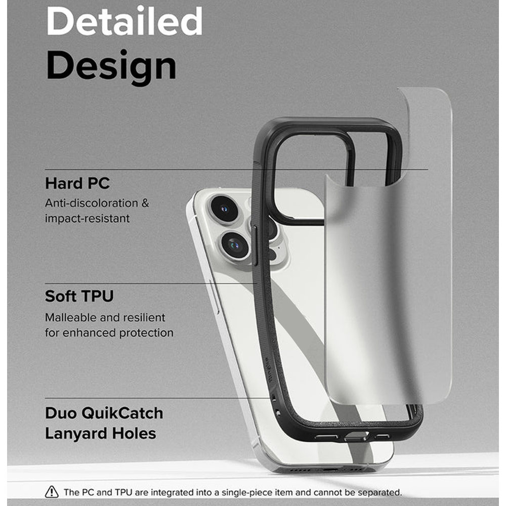 Picture of Apple iPhone 15 Pro 6.1 Case | Ringke Fusion Bold Anti Yellow Back Plate Drop Protection Case for Apple iPhone 15 Pro 6.1 (Matte Black)