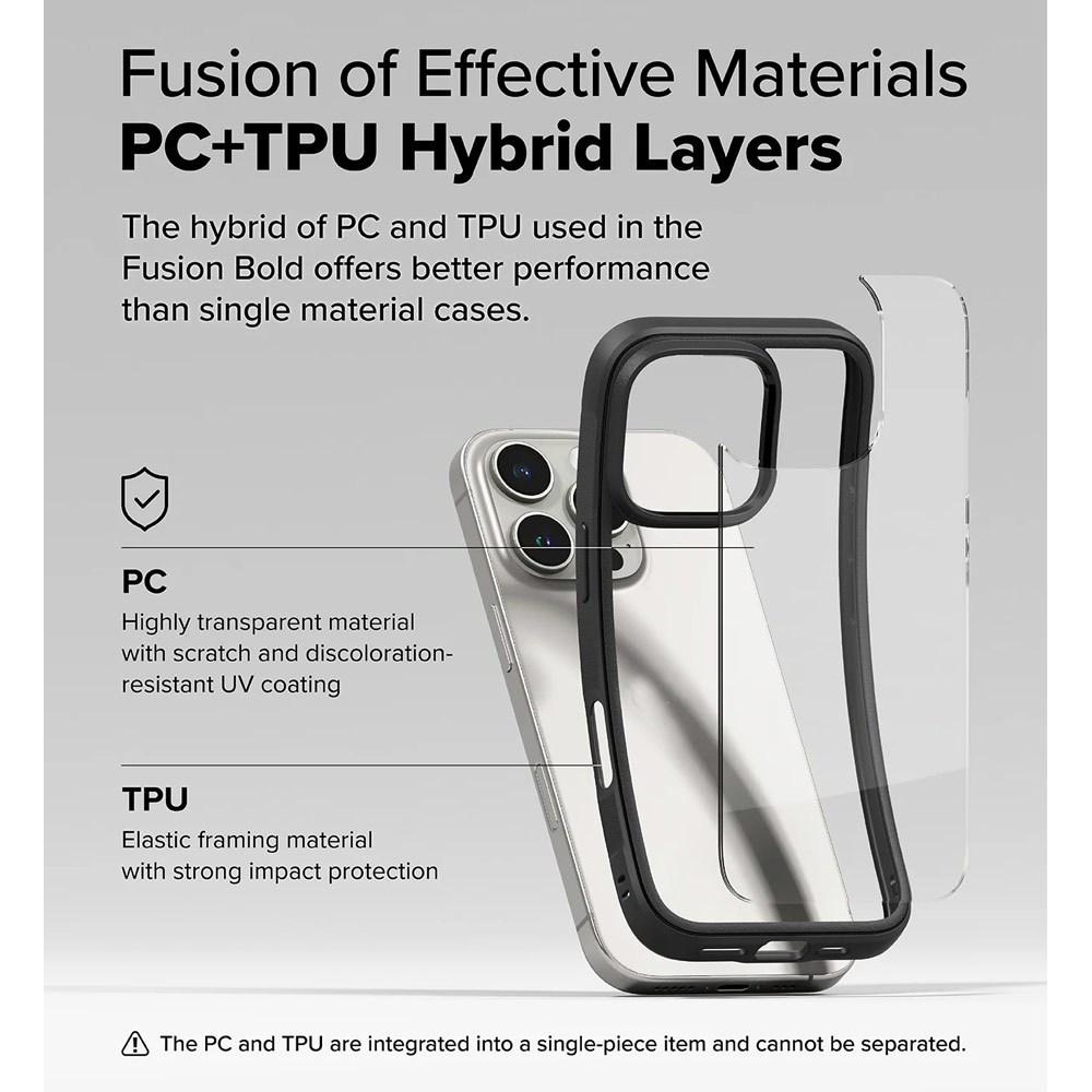 Picture of Apple iPhone 16 Pro Max 6.9 Case | Ringke Fusion Bold Anti Yellow Back Plate Drop Protection Case for Apple iPhone 16 Pro Max 6.9 (Black)