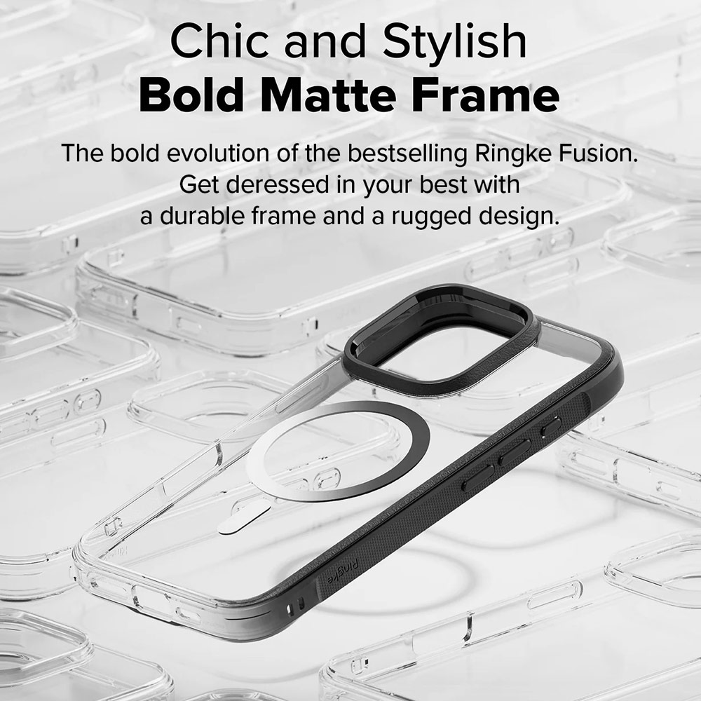 Picture of Apple iPhone 16 Pro Max 6.9 Case | Ringke Fusion Bold Magnetic Anti Yellow Back Plate Drop Protection Case for iPhone 16 Pro Max 6.9 (Matte Black)