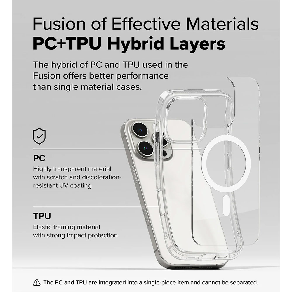 Picture of Apple iPhone 16 Pro Max 6.9 Case | Ringke Fusion Magnetic Slim Drop Protection Case Magsafe Compatible for  iPhone 16 Pro Max 6.9 (Clear)