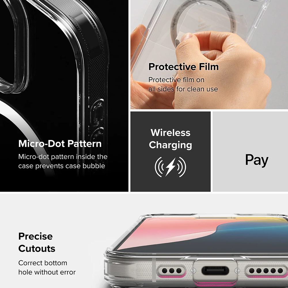 Picture of Apple iPhone 16 Pro Max 6.9 Case | Ringke Fusion Magnetic Slim Drop Protection Case Magsafe Compatible for  iPhone 16 Pro Max 6.9 (Clear)