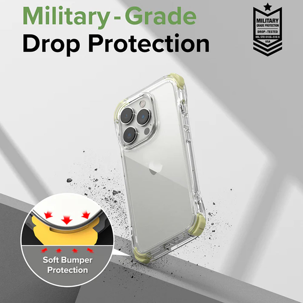 Picture of Apple iPhone 14 Pro 6.1 Case | Ringke Fusion Plus Corner Bumper Absorbs Shock Drop Protection Case for iPhone 14 Pro 6.1 (Clear Lime Glow)