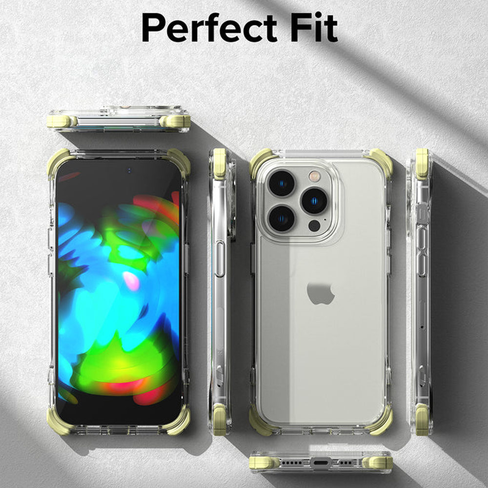Picture of Apple iPhone 14 Pro 6.1 Case | Ringke Fusion Plus Corner Bumper Absorbs Shock Drop Protection Case for iPhone 14 Pro 6.1 (Clear Lime Glow)