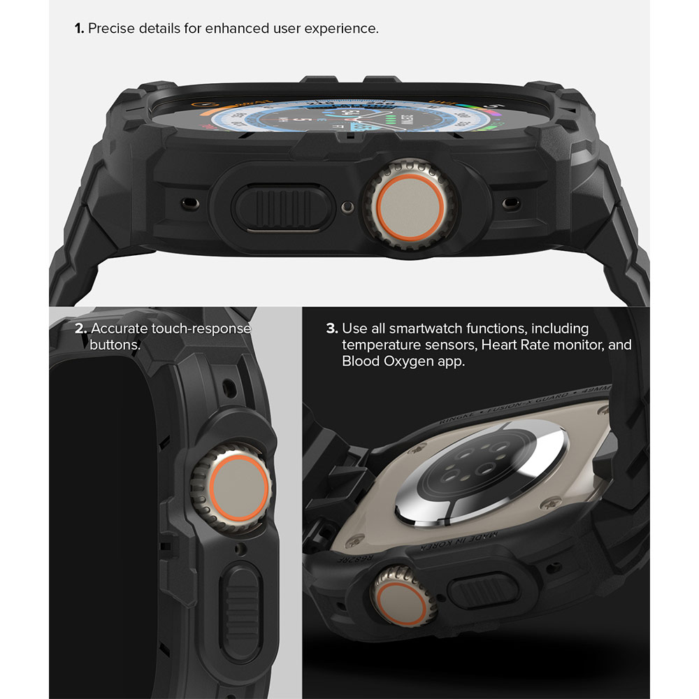Picture of Apple Watch 49mm	Ultra Case | Ringke Fusion X Guard Sporty Case and Strap for Apple Watch Series 8 49mm Ultra Case (Black)