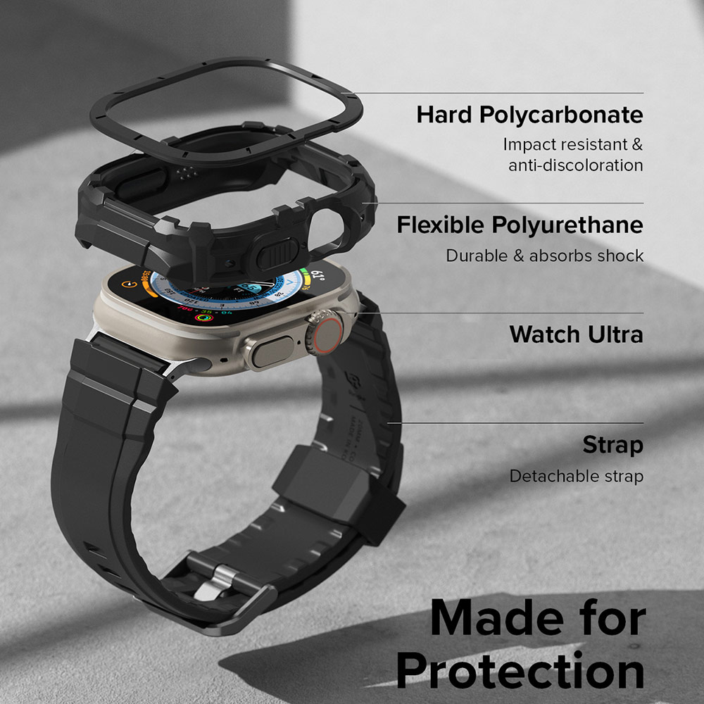 Picture of Apple Watch 49mm	Ultra Case | Ringke Fusion X Guard Sporty Case and Strap for Apple Watch Series 8 49mm Ultra Case (Black)
