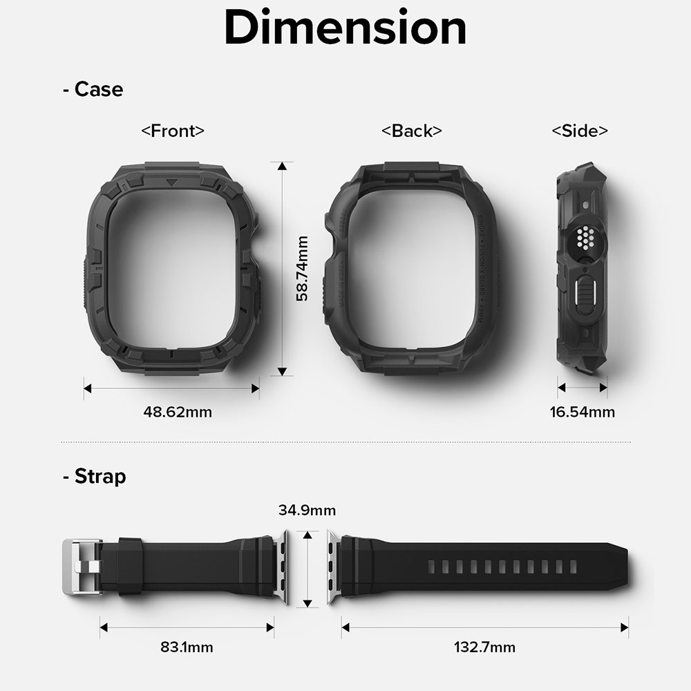 Picture of Apple Watch 49mm	Ultra Case | Ringke Fusion X Guard Sporty Case and Strap for Apple Watch Series 8 49mm Ultra Case (Black)