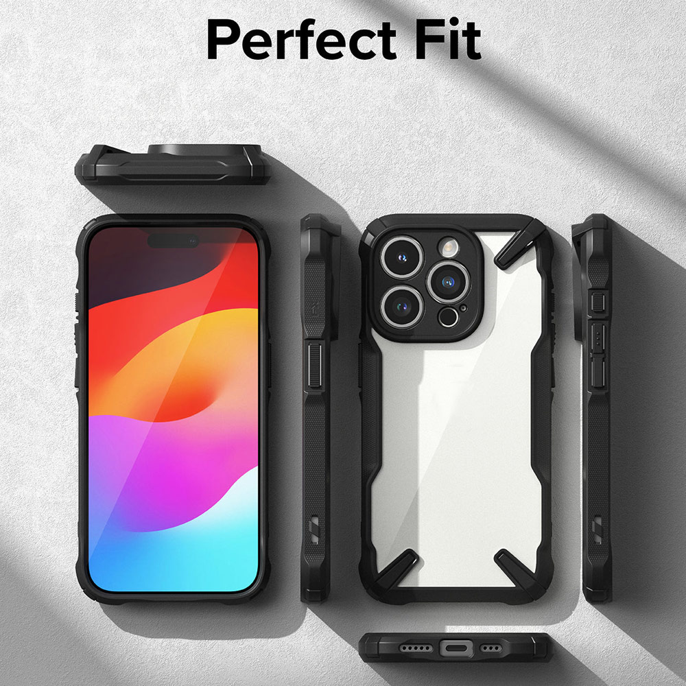 Picture of Apple iPhone 15 Pro 6.1 Case | Ringke Fusion X Hybrid PC and TPU Frame Drop Protection Case for Apple iPhone 15 Pro 6.1 (Black)