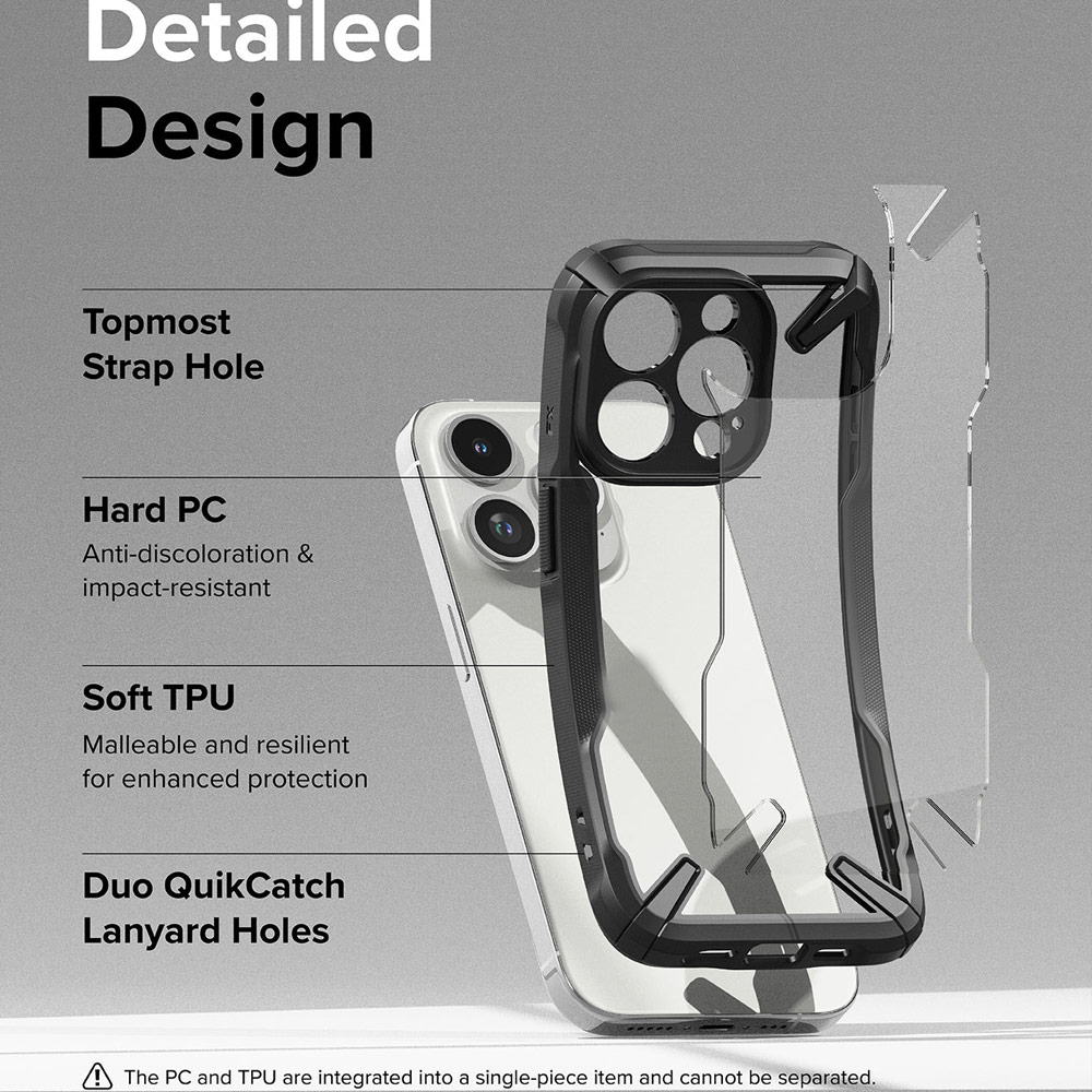 Picture of Apple iPhone 15 Pro 6.1 Case | Ringke Fusion X Hybrid PC and TPU Frame Drop Protection Case for Apple iPhone 15 Pro 6.1 (Black)