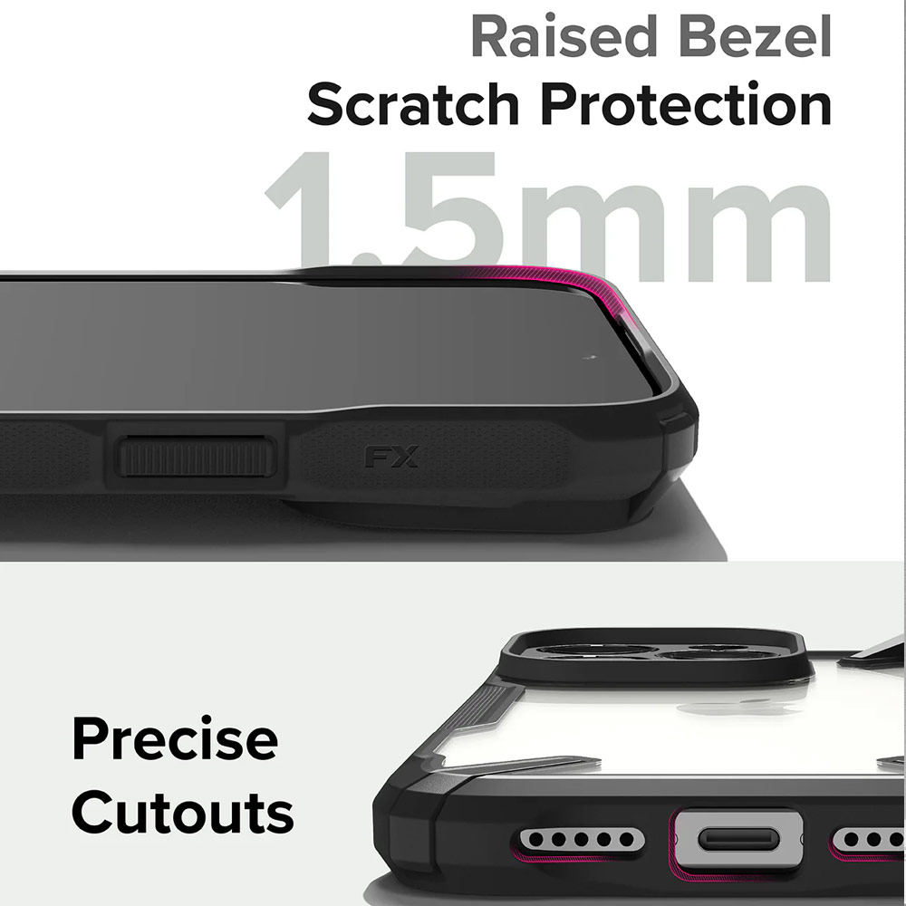 Picture of Apple iPhone 15 Pro 6.1 Case | Ringke Fusion X Hybrid PC and TPU Frame Drop Protection Case for Apple iPhone 15 Pro 6.1 (Black)