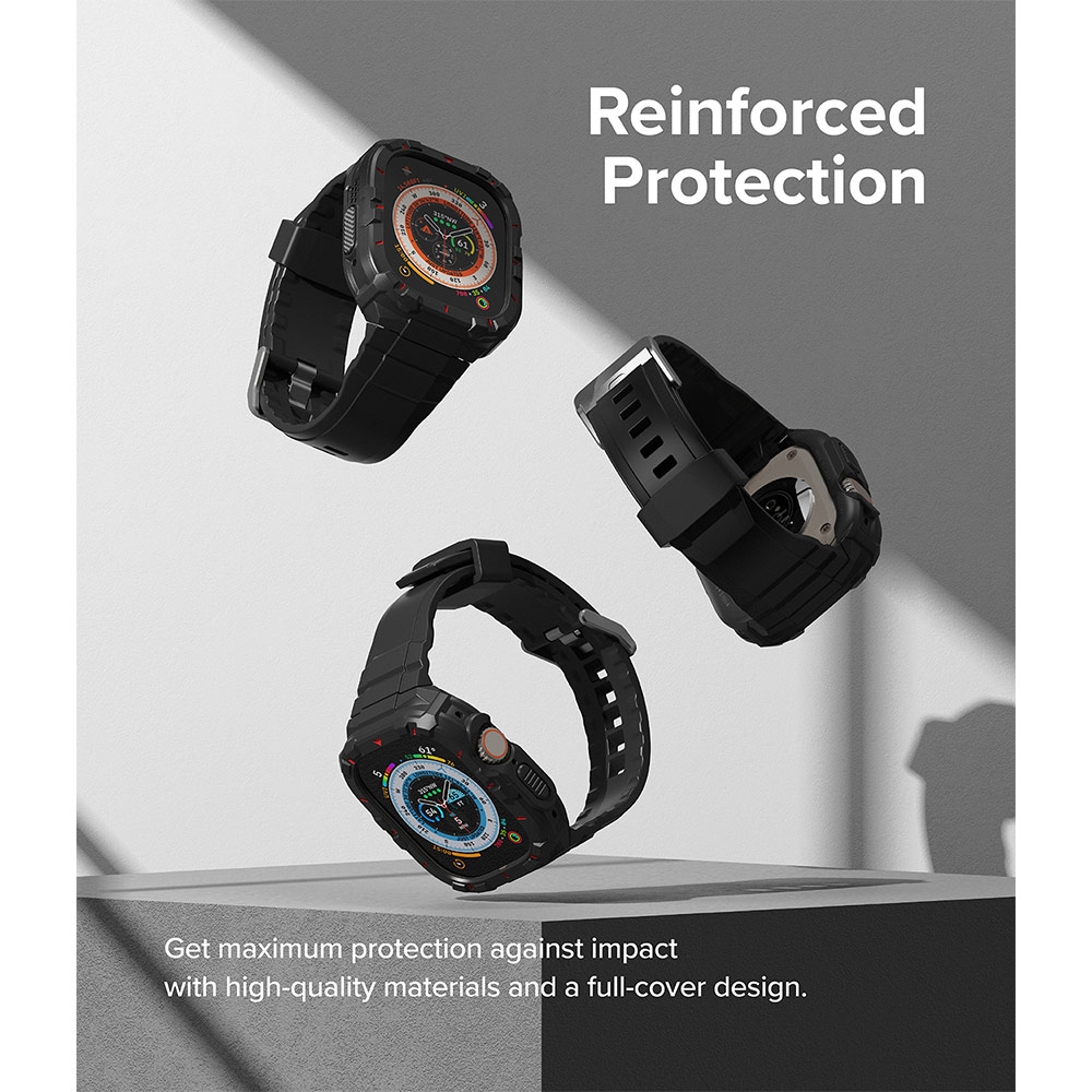 Picture of Apple Watch 49mm	Ultra 3 Case | Ringke Fusion X Guard Protection Case Strap Band for Apple Watch Ultra 49mm (Black Red Index)