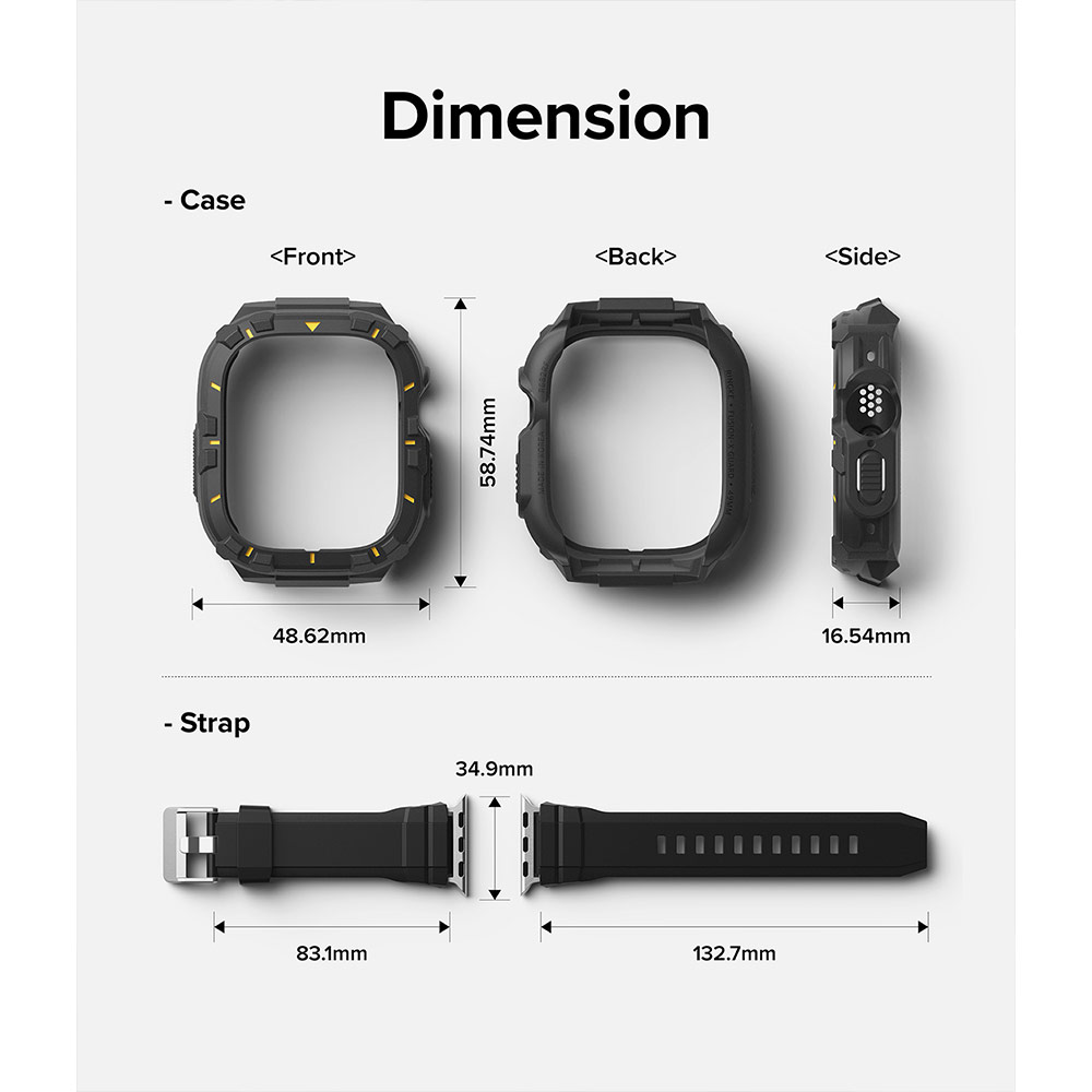 Picture of Apple Watch 49mm	Ultra Case | Ringke Fusion X Guard Protection Case Strap Band for Apple Watch Ultra 49mm (Black Yellow Index)