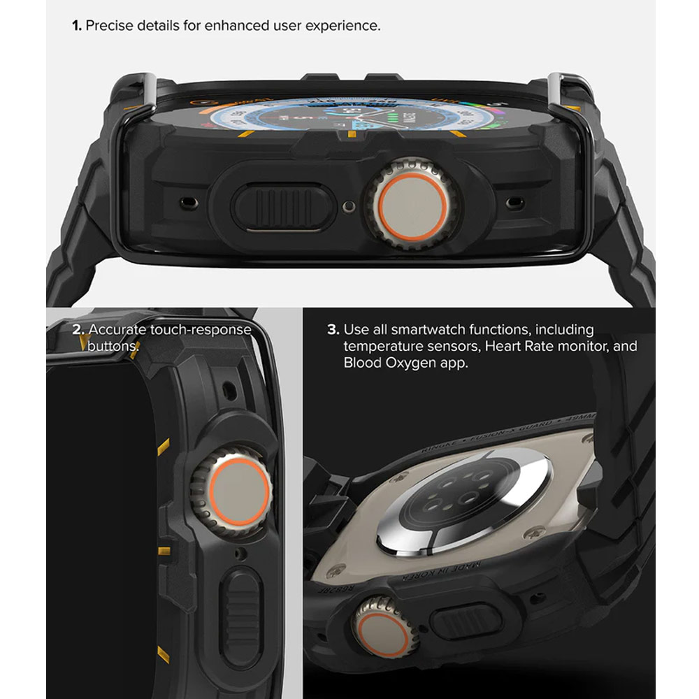 Picture of Apple Watch 49mm	Ultra Case | Ringke Fusion X Guard Protection Case Strap Band for Apple Watch Ultra 49mm (Black Index Wired)