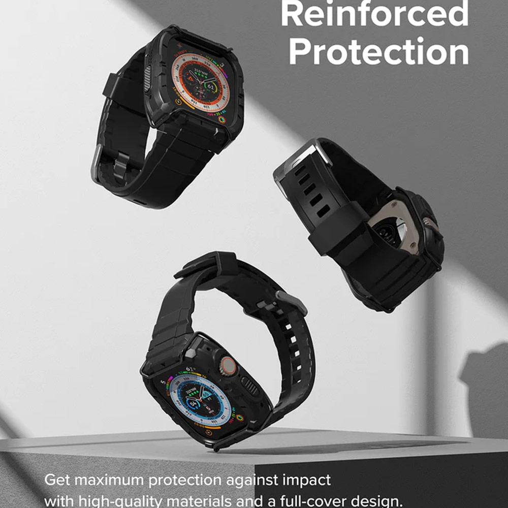 Picture of Apple Watch 49mm	Ultra Case | Ringke Fusion X Guard Protection Case Strap Band for Apple Watch Ultra 49mm (Black Index Wired)