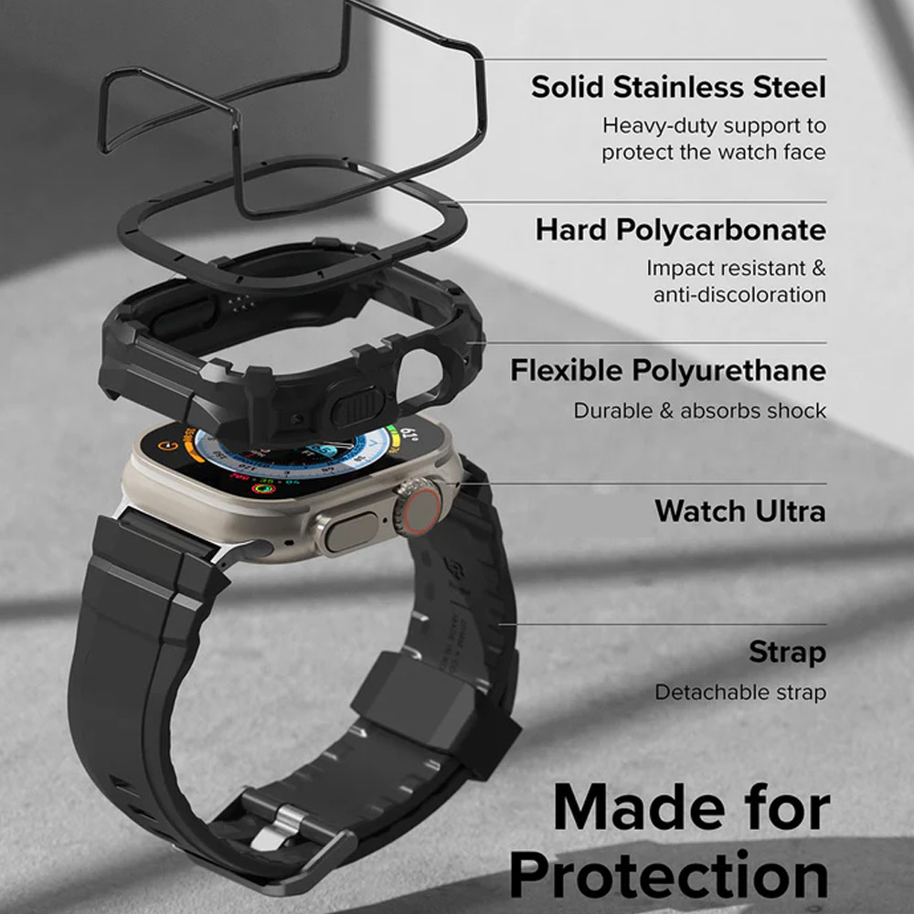 Picture of Apple Watch 49mm	Ultra Case | Ringke Fusion X Guard Protection Case Strap Band for Apple Watch Ultra 49mm (Black Index Wired)