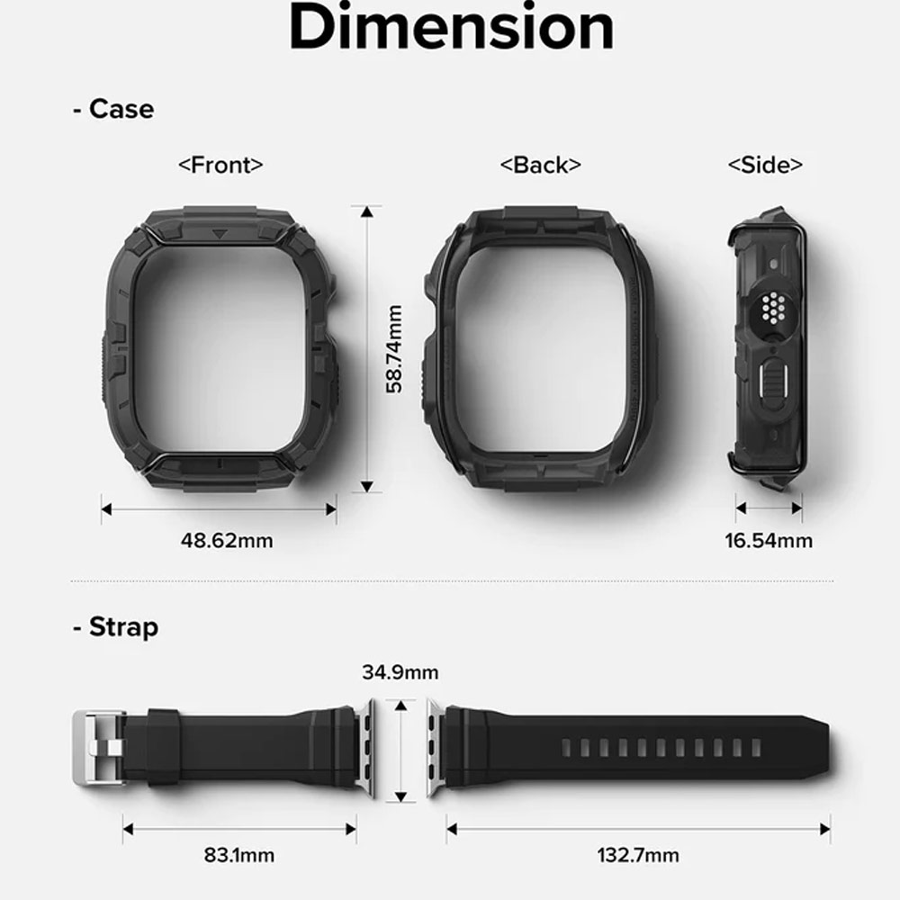 Picture of Apple Watch 49mm	Ultra Case | Ringke Fusion X Guard Protection Case Strap Band for Apple Watch Ultra 49mm (Black Index Wired)