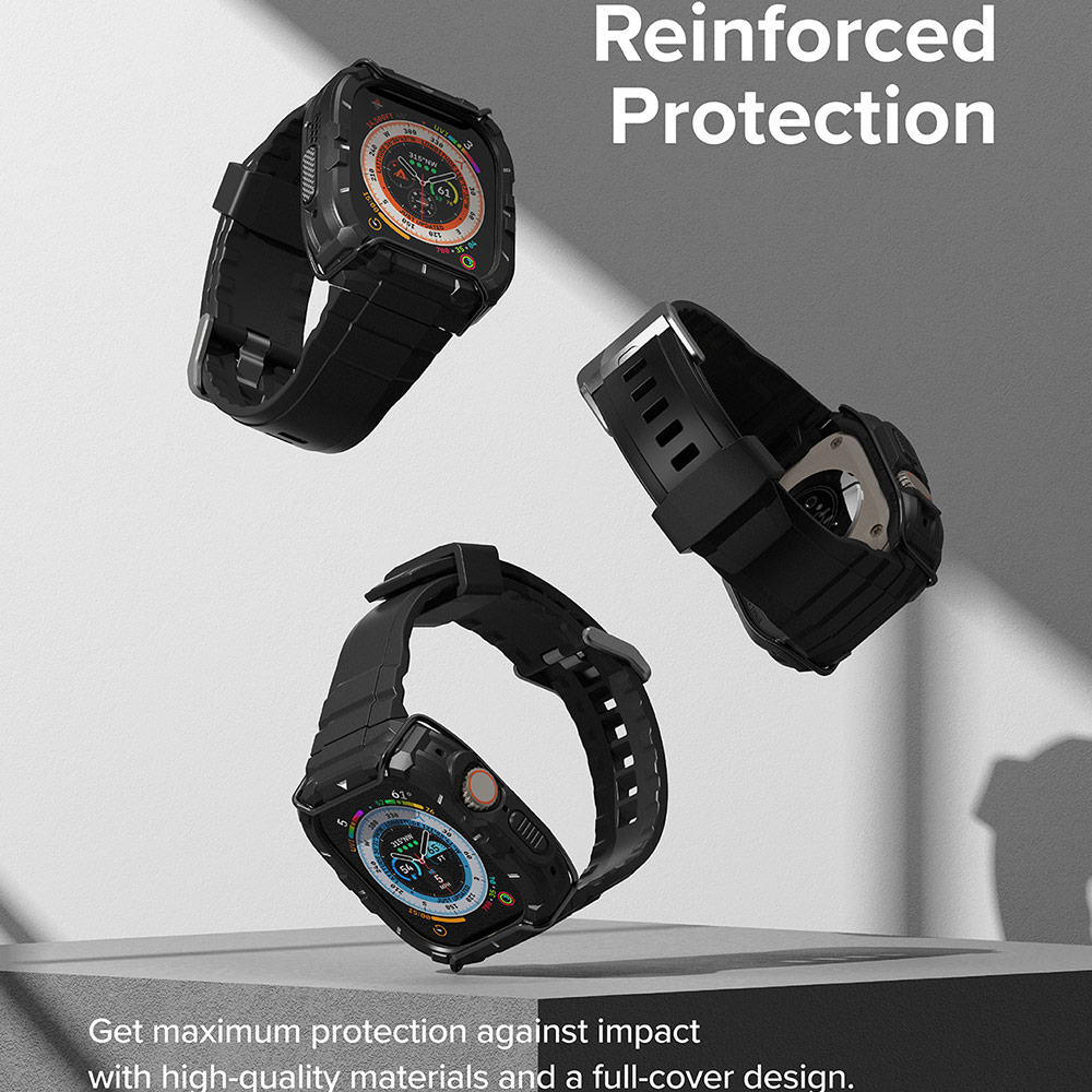Picture of Apple Watch 49mm	Ultra Case | Ringke Fusion X Guard Protection Case Strap Band for Apple Watch Ultra 49mm (Black White Index Wired)