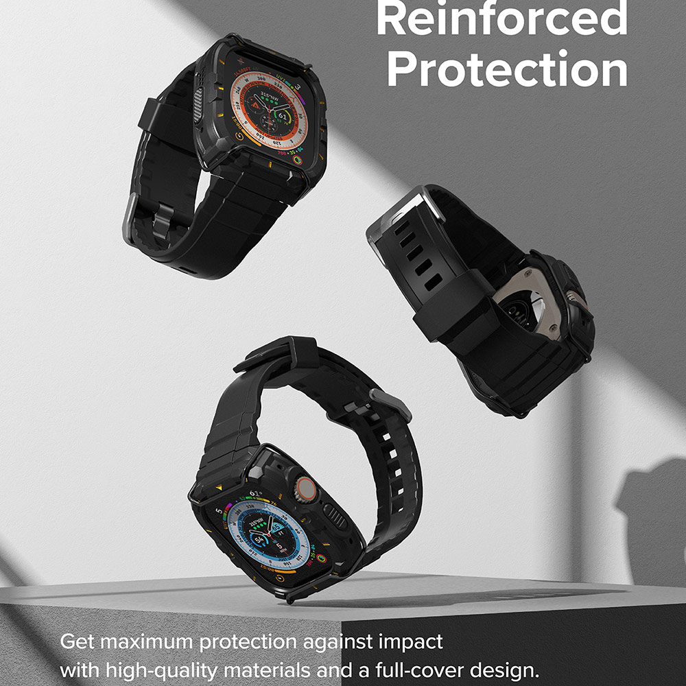 Picture of Apple Watch 49mm	Ultra 2 Case | Ringke Fusion X Guard Protection Case Strap Band for Apple Watch Ultra 49mm (Black Yellow Index Wired)