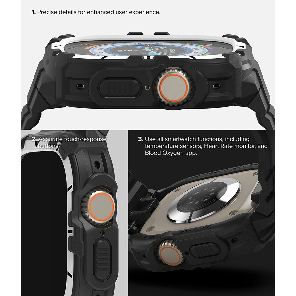 Picture of Apple Watch 49mm	Ultra Case | Ringke Fusion X Guard Protection Case Strap Band for Apple Watch Ultra 49mm (White Black Index)