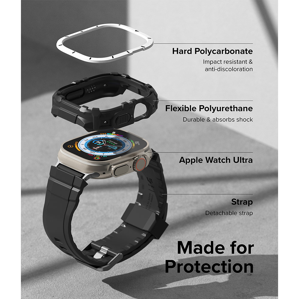 Picture of Apple Watch 49mm	Ultra Case | Ringke Fusion X Guard Protection Case Strap Band for Apple Watch Ultra 49mm (White Black Index)