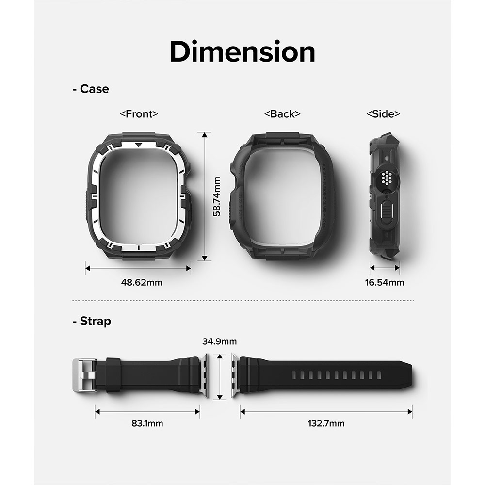 Picture of Apple Watch 49mm	Ultra Case | Ringke Fusion X Guard Protection Case Strap Band for Apple Watch Ultra 49mm (White Black Index)