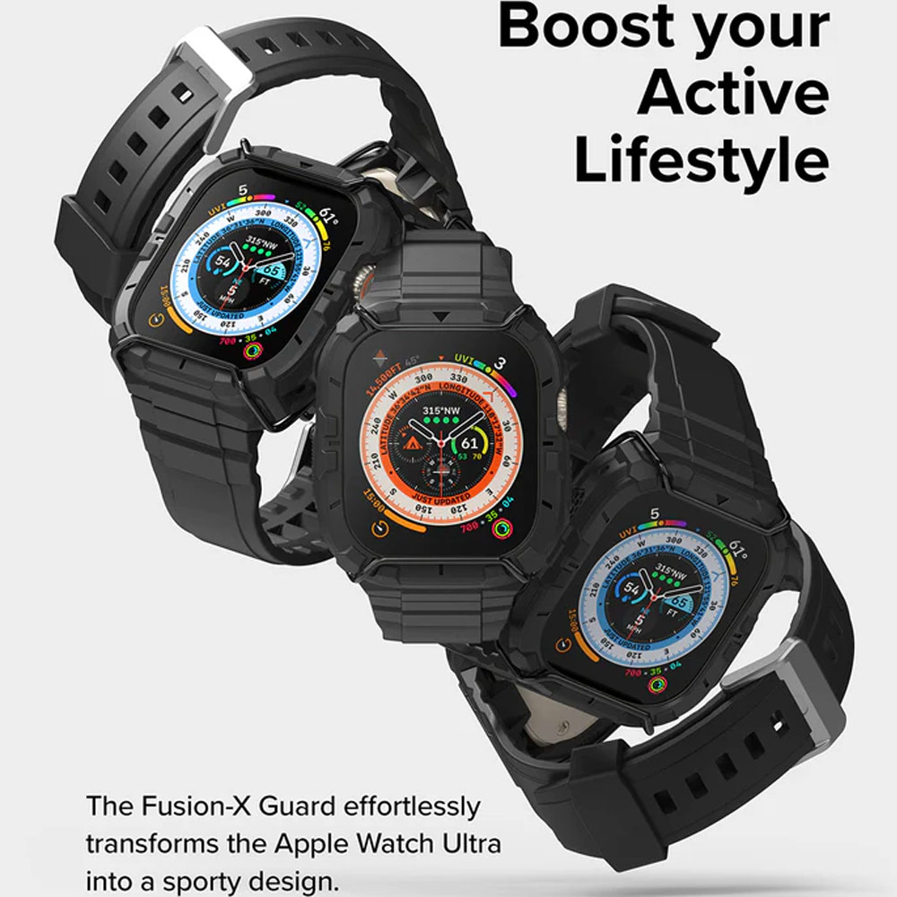 Picture of Apple Watch 49mm	Ultra Case | Ringke Fusion X Guard Wired Version Sporty Case and Strap for Apple Watch Series 8 49mm Ultra Case (Wired Black)