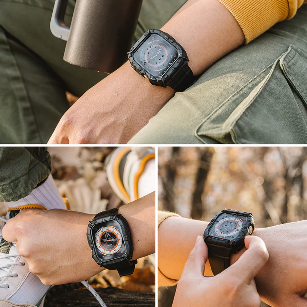 Picture of Apple Watch 49mm	Ultra Case | Ringke Fusion X Guard Wired Version Sporty Case and Strap for Apple Watch Series 8 49mm Ultra Case (Wired Black)