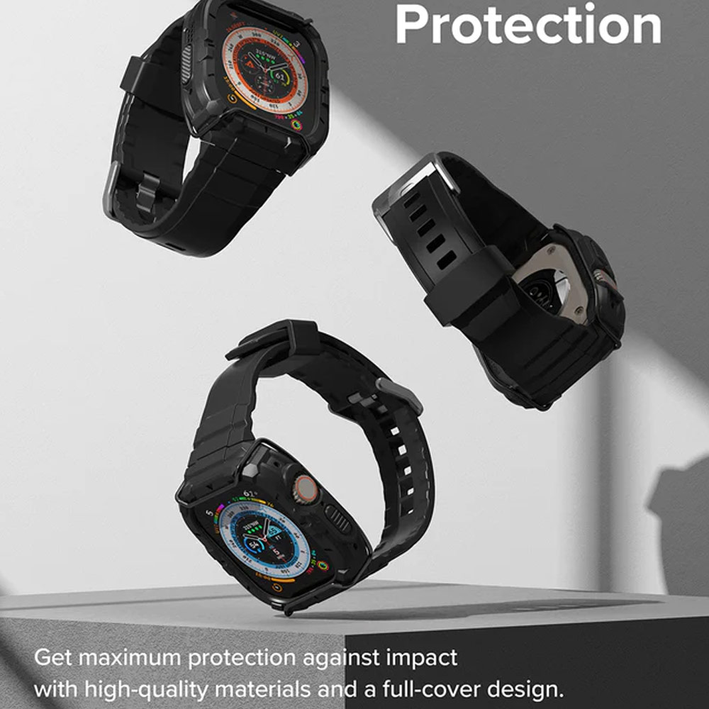 Picture of Apple Watch 49mm	Ultra Case | Ringke Fusion X Guard Wired Version Sporty Case and Strap for Apple Watch Series 8 49mm Ultra Case (Wired Black)