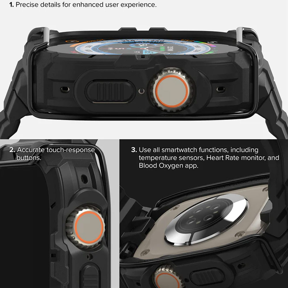 Picture of Apple Watch 49mm	Ultra Case | Ringke Fusion X Guard Wired Version Sporty Case and Strap for Apple Watch Series 8 49mm Ultra Case (Wired Black)