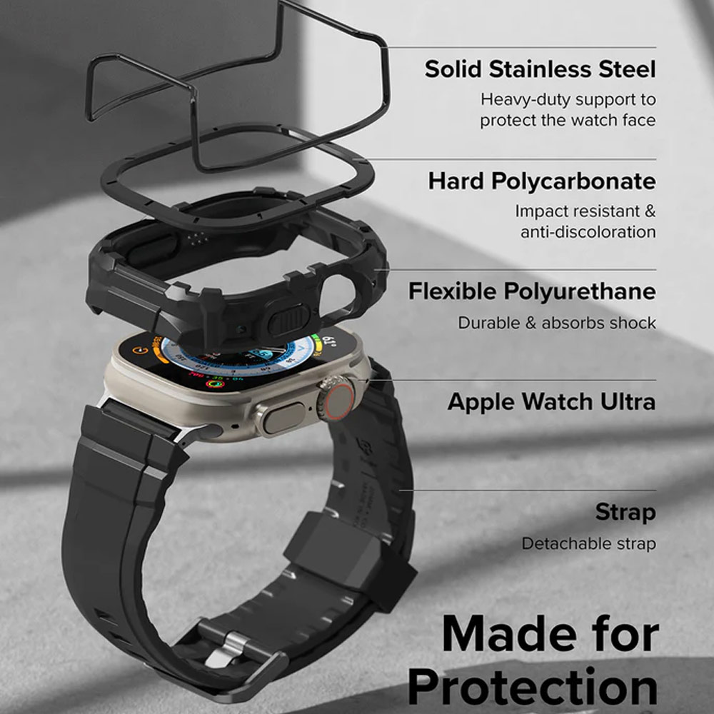 Picture of Apple Watch 49mm	Ultra Case | Ringke Fusion X Guard Wired Version Sporty Case and Strap for Apple Watch Series 8 49mm Ultra Case (Wired Black)
