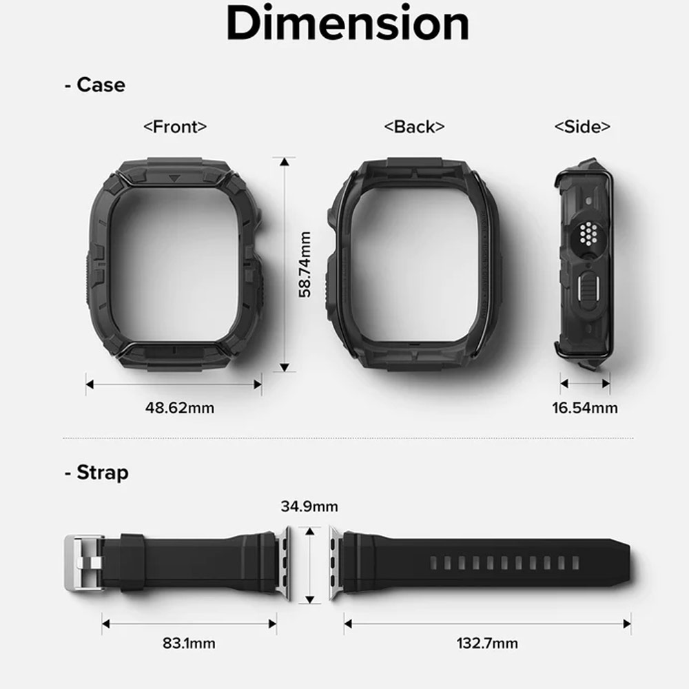 Picture of Apple Watch 49mm	Ultra Case | Ringke Fusion X Guard Wired Version Sporty Case and Strap for Apple Watch Series 8 49mm Ultra Case (Wired Black)