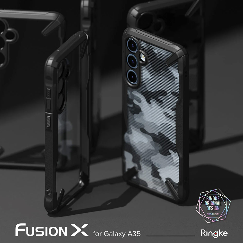 Picture of Samsung Galaxy A35 Case | Ringke Fusion X Drop Protection Case for Samsung Galaxy A35 Case (Camo Black)