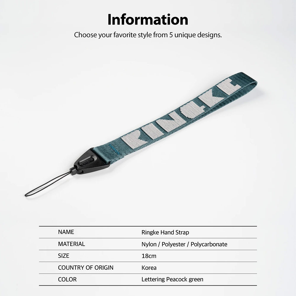 Picture of Ringke Hand Strap Smartphone Case Strap Camera Strap Key Ring Strap Airpods Pro Strap (Lettering Peacock Green)