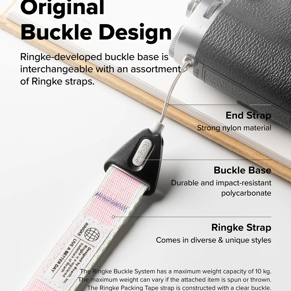 Picture of Ringke High density polyester wrist hand strap for Perfect for daily use traveling hiking smartphone  Portable Handheld Fan Strap (Stripe Pink)