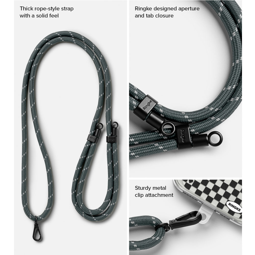 Picture of Ringke Shoulder Strap Design Holder Link Rope for Phone case (Checkerboard Design Charcoal Gray Rope)