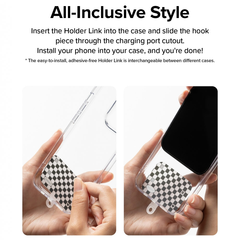 Picture of Ringke Shoulder Strap Design Holder Link Rope for Phone case (Checkerboard Design Charcoal Gray Rope)