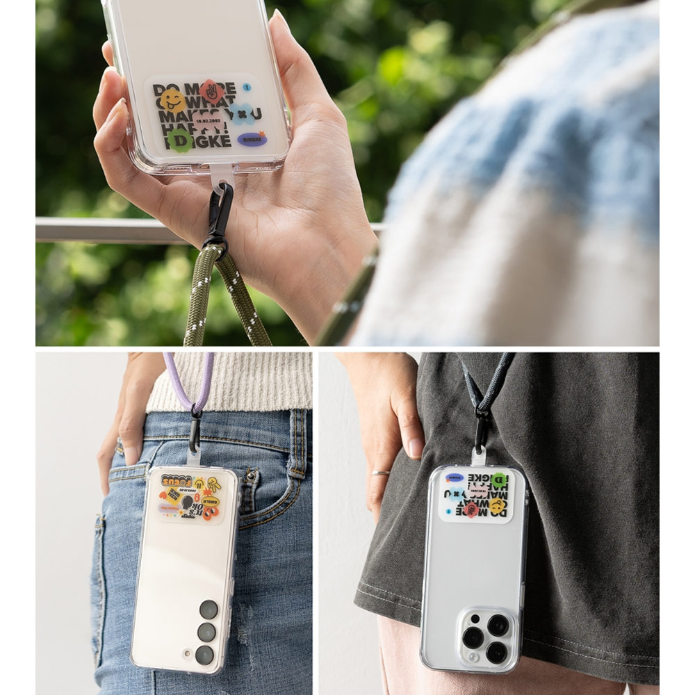 Picture of Ringke Shoulder Strap Design Holder Link Rope for Phone case (Checkerboard Design Charcoal Gray Rope)