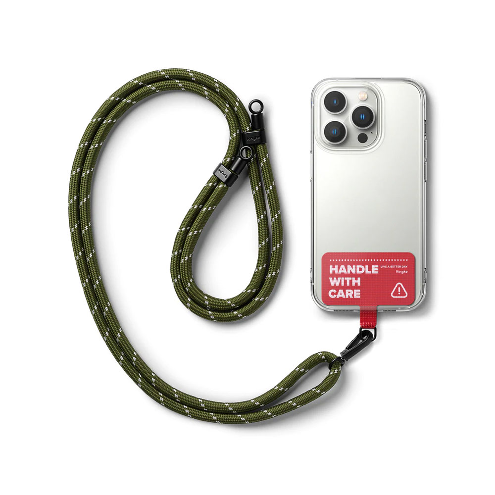 Picture of Ringke Shoulder Holder Link Strap for Phone case TARPAULIN RED (Khaki White Rope)