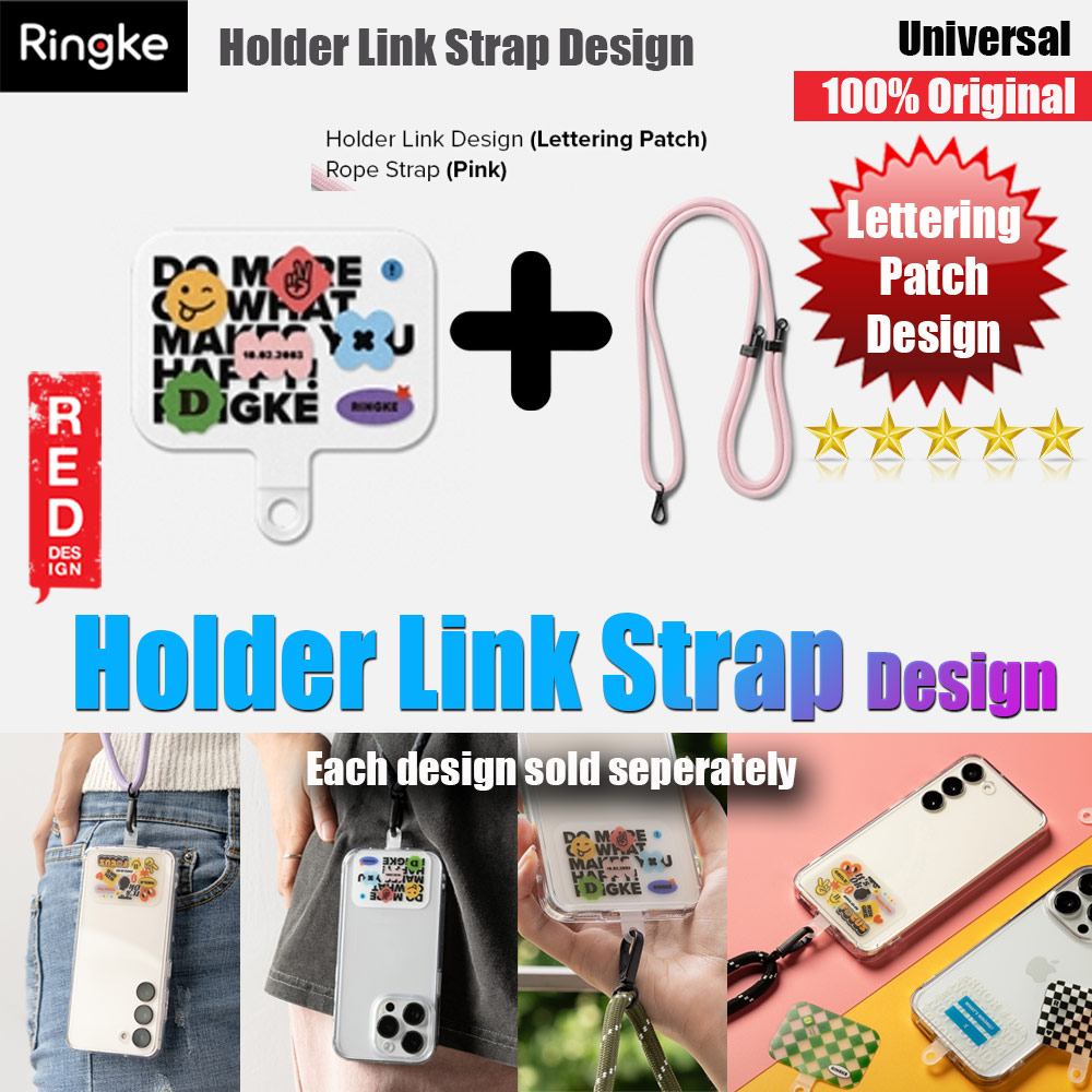 Picture of Ringke Shoulder Strap Design Holder Link Rope for Phone case (Lettering Patch Design Pink Rope) Red Design- Red Design Cases, Red Design Covers, iPad Cases and a wide selection of Red Design Accessories in Malaysia, Sabah, Sarawak and Singapore 