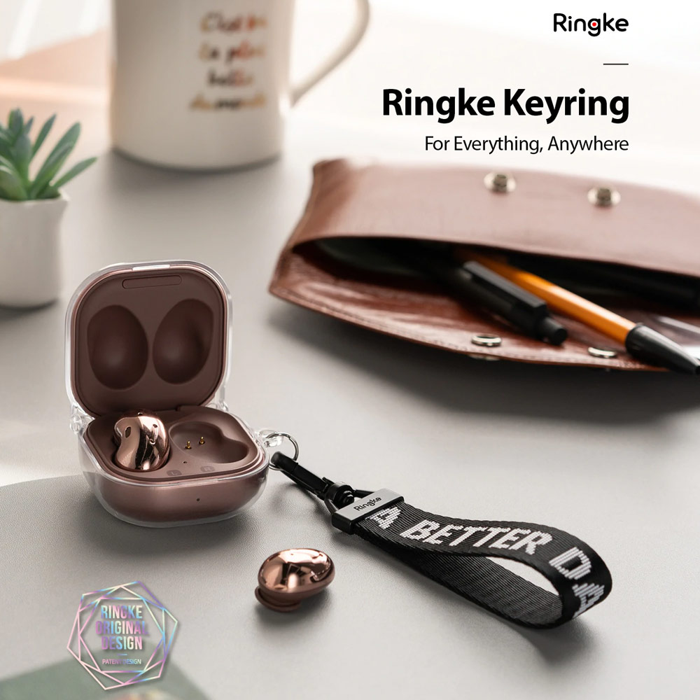 Picture of Ringke Key Ring Strap with Oval Hook Clip  for phone case keychain camera game console USB flash drives (Lettering Ticket Band 2 Black)