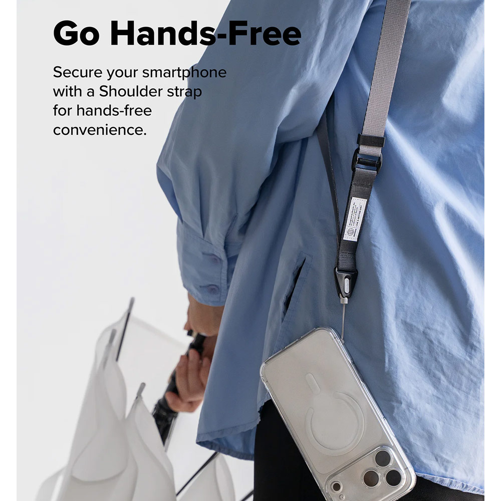 Picture of Ringke High density polyester Lanyard strap Shoulder Strap for Perfect for daily use traveling hiking smartphone Jisulife Portable Handheld Fan Strap (Graphite)