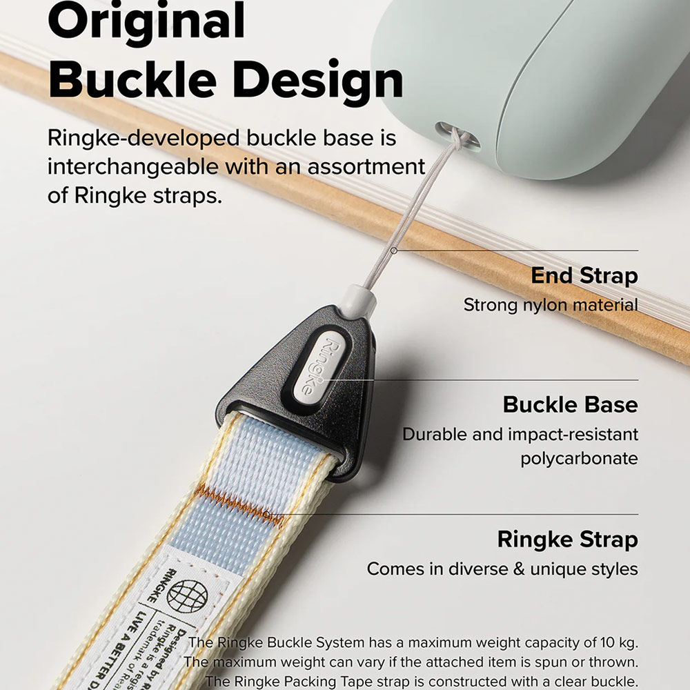 Picture of Ringke High density polyester Lanyard strap Shoulder Strap for Perfect for daily use traveling hiking smartphone Portable Handheld Fan Strap (Stripe Blue)