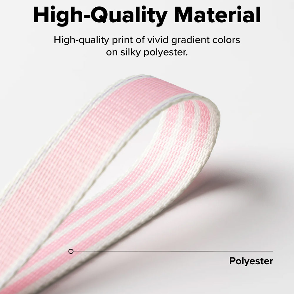 Picture of Ringke High density polyester Lanyard strap Shoulder Strap for Perfect for daily use traveling hiking smartphone Portable Handheld Fan Strap (Stripe Pink)