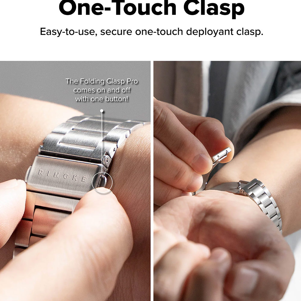 Picture of Apple Watch 10 46mm  | Ringke Stainless Steel Metal One Air Band Strap for Apple Watch Series 4 5 6 8 42mm 44mm 45mm 46mm 49mm Ultra (Silver)