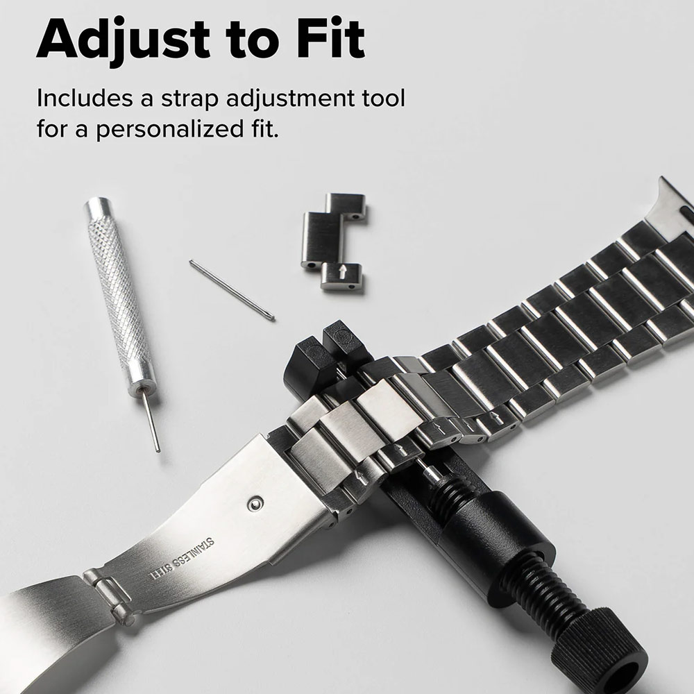 Picture of Apple Watch 10 46mm  | Ringke Stainless Steel Metal One Air Band Strap for Apple Watch Series 4 5 6 8 42mm 44mm 45mm 46mm 49mm Ultra (Silver)