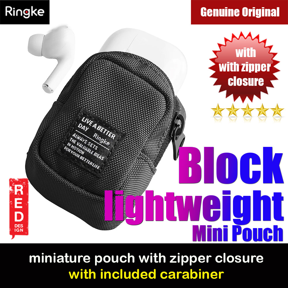 Picture of Ringke Mini Pouch Block Bag Miniature with Zipper Closure with Carabiner for Small Gadgets (Black) Red Design- Red Design Cases, Red Design Covers, iPad Cases and a wide selection of Red Design Accessories in Malaysia, Sabah, Sarawak and Singapore 