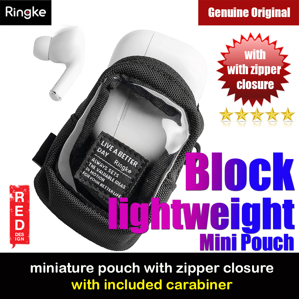 Picture of Ringke Mini Pouch Block Bag Miniature with Zipper Closure with Carabiner for Small Gadgets (Clear Black) Red Design- Red Design Cases, Red Design Covers, iPad Cases and a wide selection of Red Design Accessories in Malaysia, Sabah, Sarawak and Singapore 