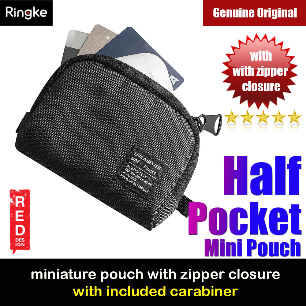 Picture of Ringke Mini Pouch Half-Pocket Bag Miniature with Zipper Closure with Carabiner for Small Gadgets (Black) Red Design- Red Design Cases, Red Design Covers, iPad Cases and a wide selection of Red Design Accessories in Malaysia, Sabah, Sarawak and Singapore 